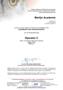 Certificaat Marlijn Academie Operator C