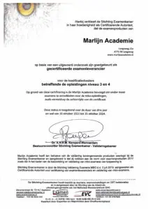 Certificaat mbo 3 en mbo 4 Gecertificeerd examenlevercier